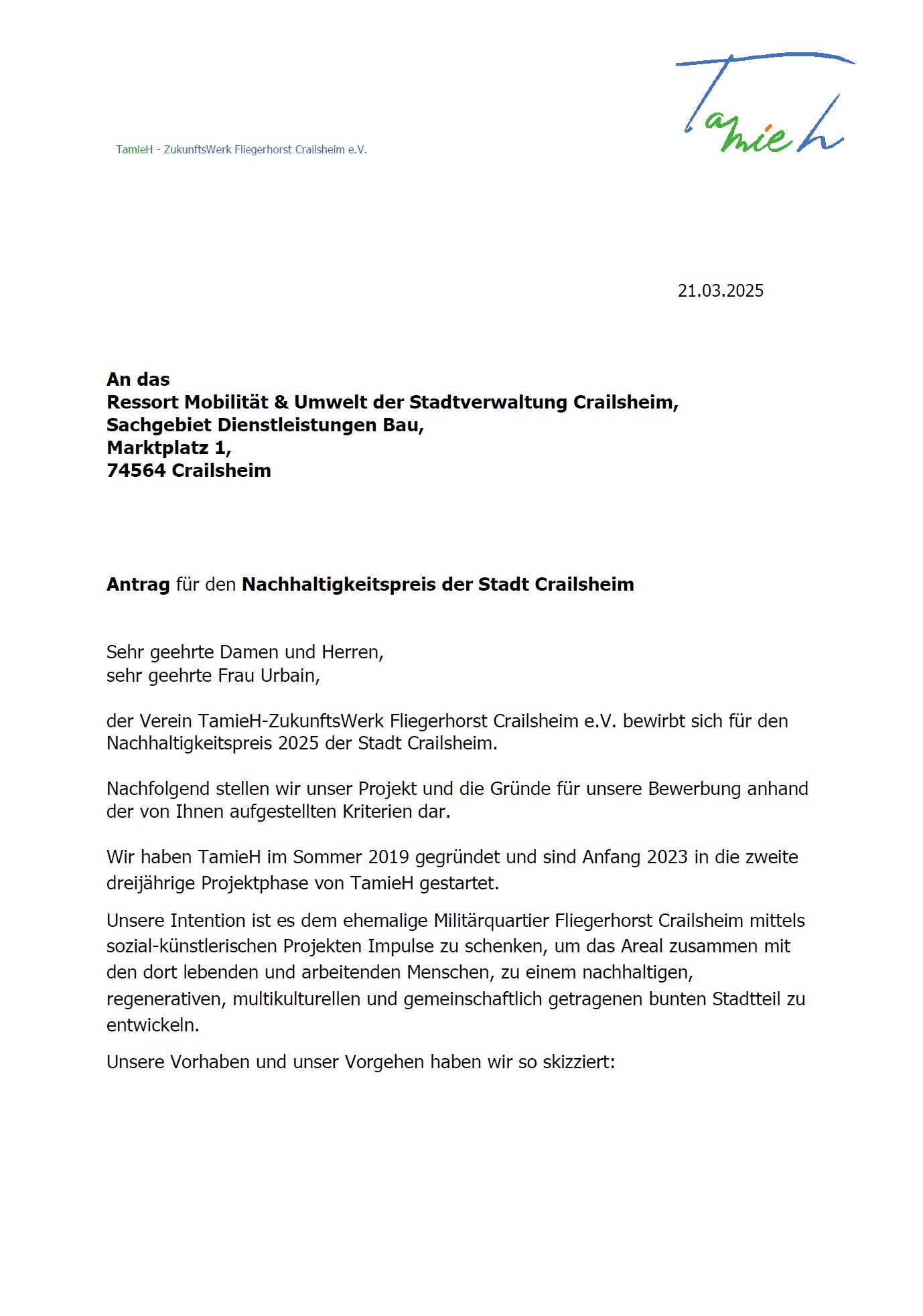 Antrag Nachhaltigkeitspreis Antrag Nachhaltigkeitspreis
